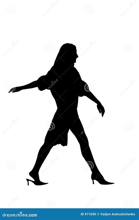 Silhouette walking woman stock illustration. Illustration of women - 971690