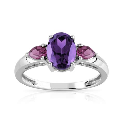 Bague Or Blanc Am Thyste Et Grenat Rhodolite Femme Bague Maty