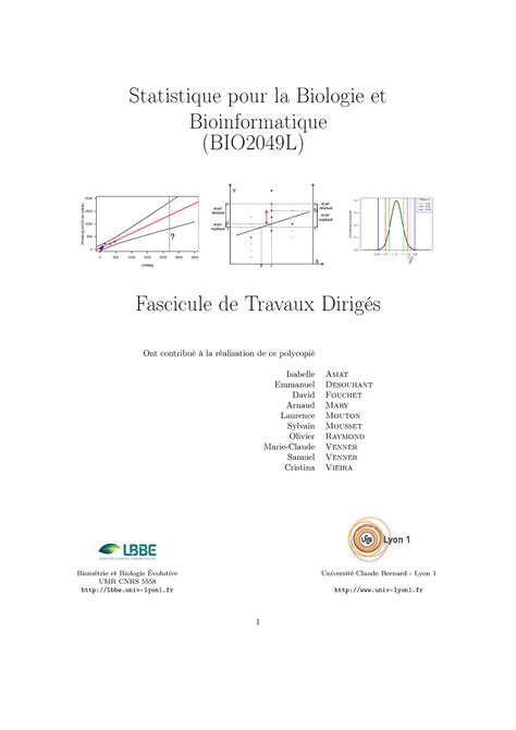 Fascicule Fascicule Td Statistique Pour La Biologie Et