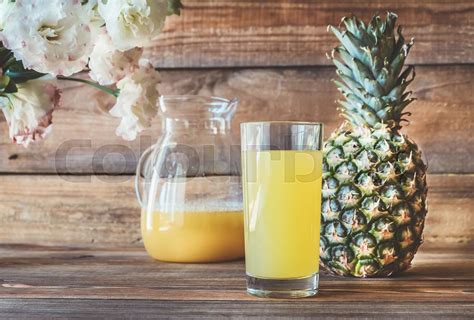 Glass Of Pineapple Juice Stock Image Colourbox