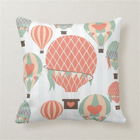 Pastel Hot Air Balloons Rising Stripes Pillow Zazzle