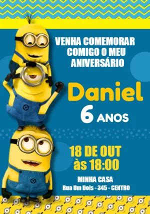 Convite Anivers Rio Minions Edite Gr Tis Nosso Editor Online