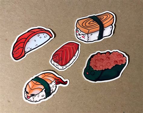 Kawaii Nigiri Sushi Vinyl Sticker Set Etsy