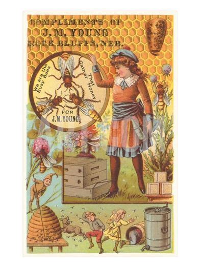 Victorian Girl With Beehive Honey Comb Art Print Bee Images Bee Art Vintage Bee