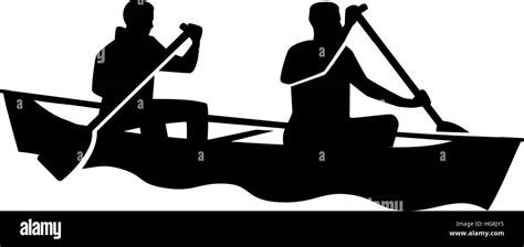 Two Man In A Canoe Canoeing Stock Vector Image Art Alamy