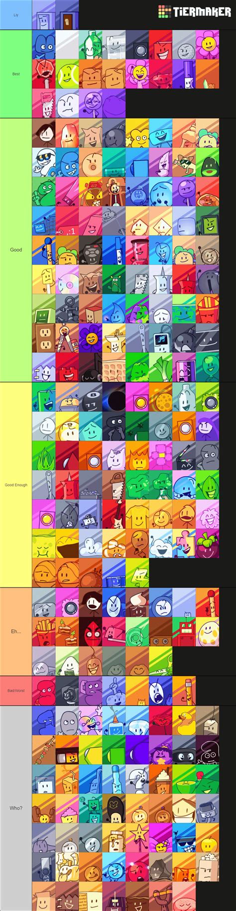 My Ultimate Bfdi Tier List Rbattlefordreamisland