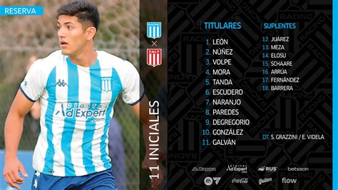 Racing Club on Twitter Esta será la formación de la Reserva para