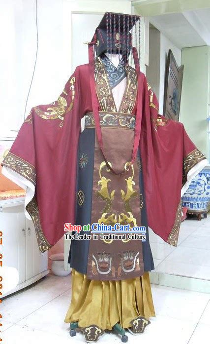 Ancient Chinese Emperor Costumes And Hat Complete Set