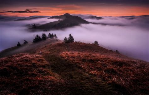 Wallpaper Clouds Landscape Mountains Nature Fog Morning For Mobile