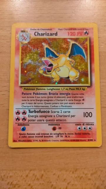 Carta Pokemon Charizard Set Base Rara Holo Unlimited Wizards Ita