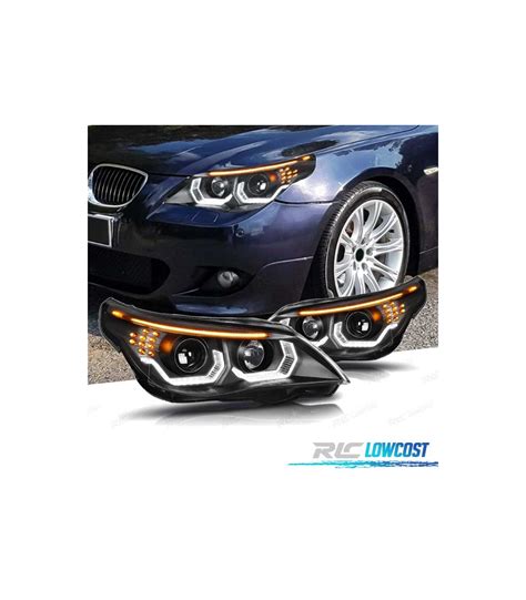 PHARES POUR BMW E60 E61 ANGEL EYES LED U HALO FOND NOIR 03 0