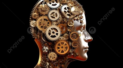 Gears Embedded Within A 3d Rendered Human Head Isolated Background