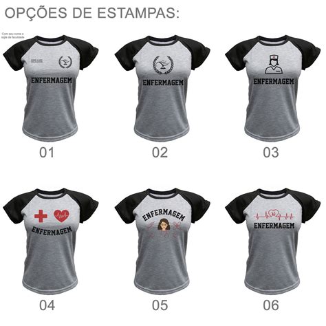 Camiseta Baby Look Raglan Universit Ria Curso Enfermagem Elo