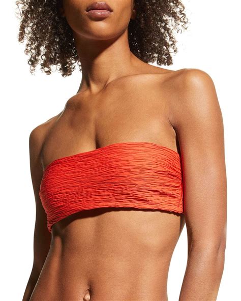 Buy Mara Hoffman Abigail Jacquard Bandeau Bikini Top Red At 40 Off