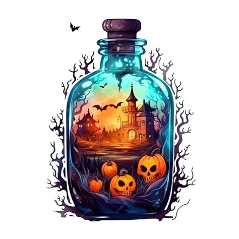 Premium AI Image | Watercolor Spooky Halloween Potion Bottle