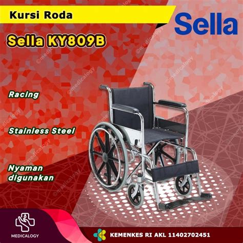 Jual Kursi Roda Sella Wheel Chair Sella Bisa Dilipat Hitam Std