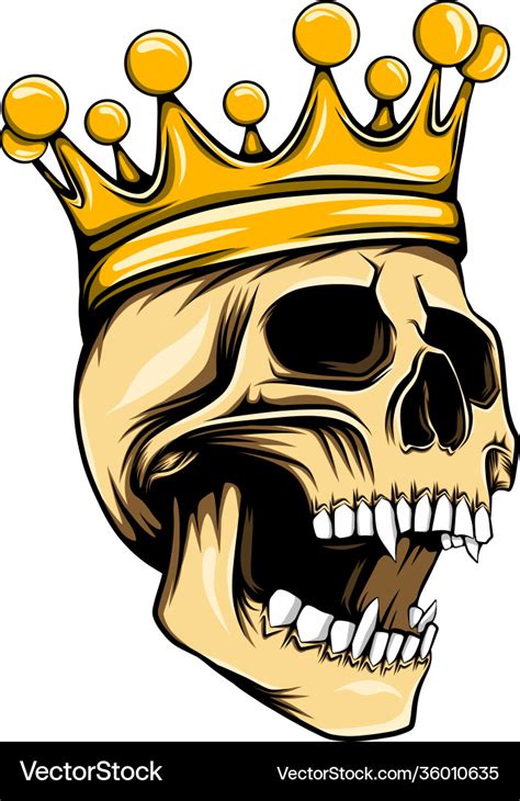 Golden King Skull With Crown On Top Royalty Free Vector