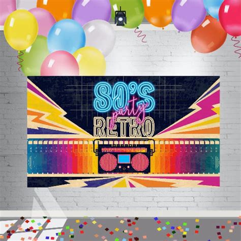 7X5FT 80's Retro Party Backdrop Retro Background for - Etsy