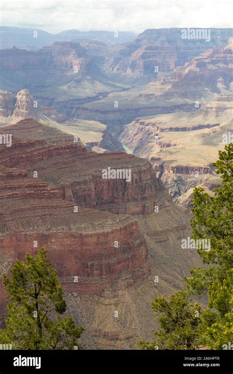 Colorado River Crossing The Eroded Landscape Of Grand Canyon Arizona