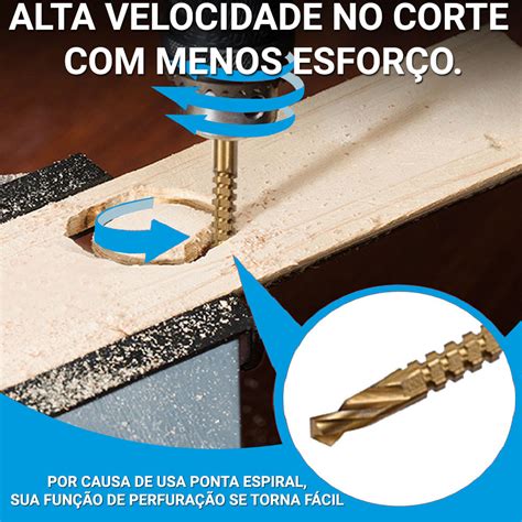 Kit Jogo Brocas Espiral Hss Corte Lateral A Mm Madeira Metal Gesso