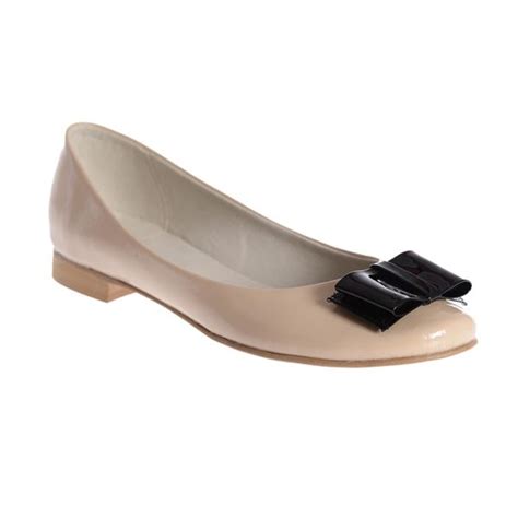 Balerini Piele Lacuita Fundita Nude Negru AnaFashion Ro