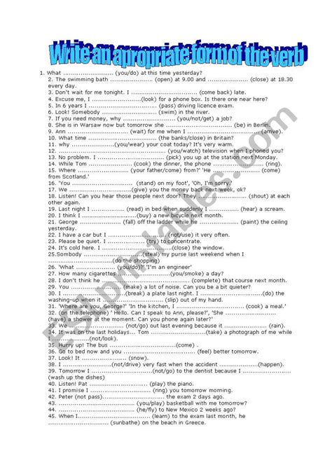 Tenses English Exercises Pdf Nehru Memorial