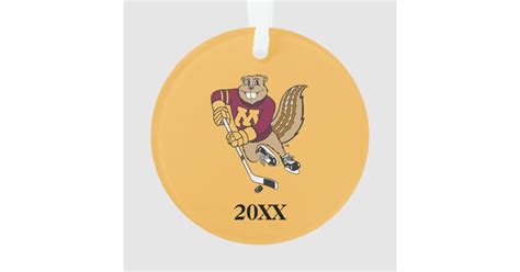 Goldy Gopher Hockey with Year Ornament | Zazzle