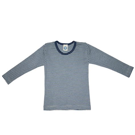 Stripy Long-Sleeved Vest Top in Wool and Silk | Striped Wool/Silk Long