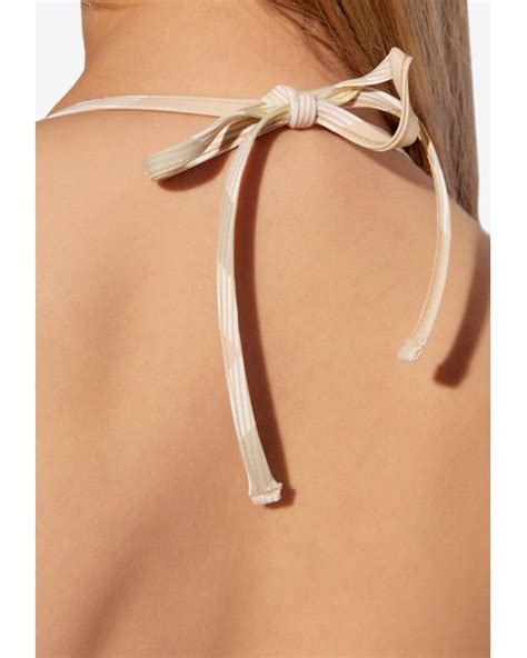 Burberry Signature Check Triangle Bikini Top In White Lyst