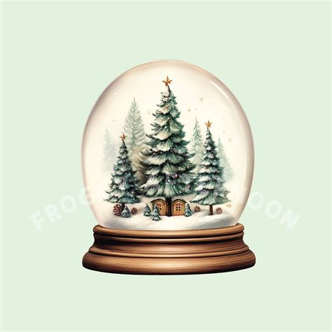 Transparent Vintage Christmas Snow Globe With Christmas Trees PNG / Old ...