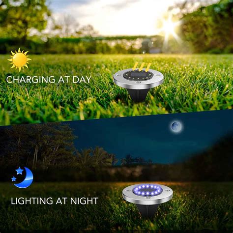 AGPTEK Solar Ground Lights 16 LED Disk Lights Solar Powered Waterproof