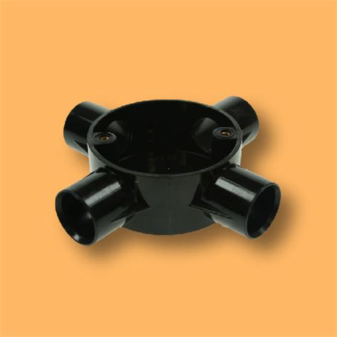 20mm PVC 4 Way Conduit Box Black