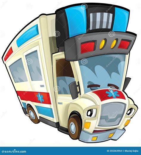 Cartoon Funny Looking Ambulance Truck Illustration Stock Illustration ...