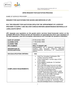 Fillable Online Jhbproperty Co This Request For Quotation Rfq For The