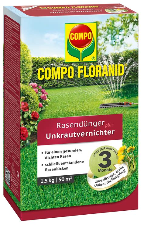 COMPO FLORANID Rasendünger plus Unkrautvernichter 1 5kg für 50m²