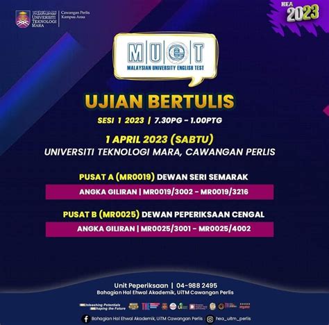 Muet Ujian Bertulis Sesi 1 2023 Uitm Cawangan Perlis