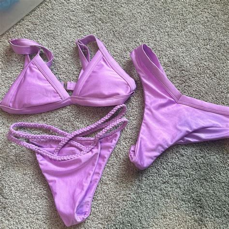 Purple Bikini Set That Comes With Two Bottoms Has Depop