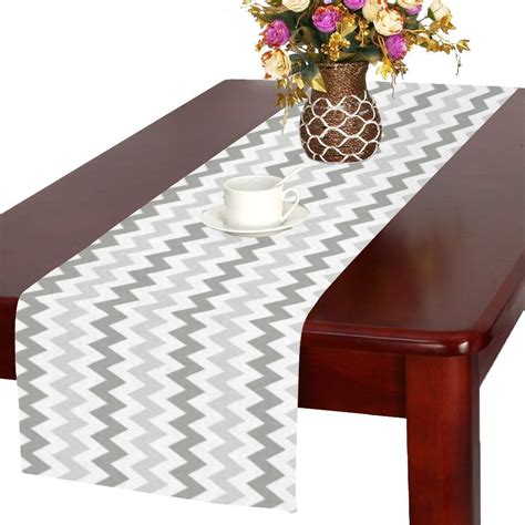 MYPOP Light Gray Retro Chevron Long Table Runner 16x72 Incheses