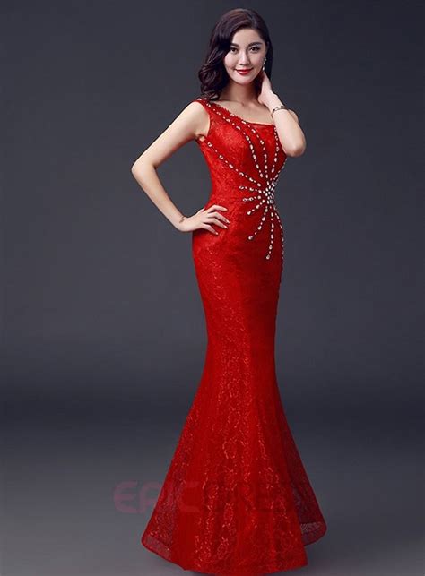 Ericdress Temperament One Sholder Beaded Sheath Long Evening Dress