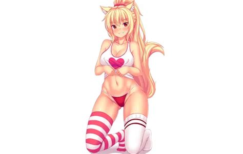 Wallpaper Girl Sexy Lingerie Cameltoe Cleavage Panties Thighhighs Long Hair For Mobile