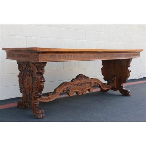 Antique Carved Wood Writing Desk | Chairish