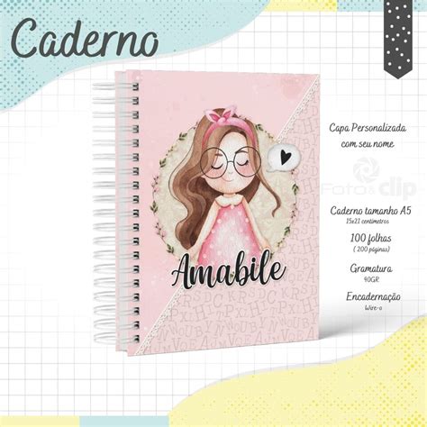 Caderno Personalizado Menina Morena Fls P Ginas Tamanho X