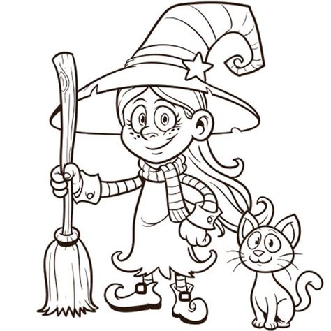 Coloriage Petite sorcière en Ligne Gratuit à imprimer Halloween