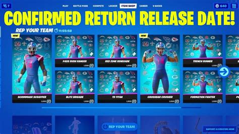 Nfl Skins Return Release Date In Fortnite Item Shop Nfl Skins Returning In Season 3 Youtube