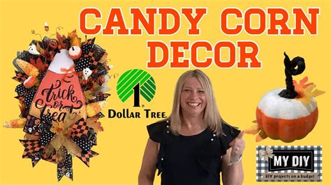 DOLLAR TREE CANDY CORN DECOR | CANDY CORN WREATH | CANDY CORN PUMPKIN ...