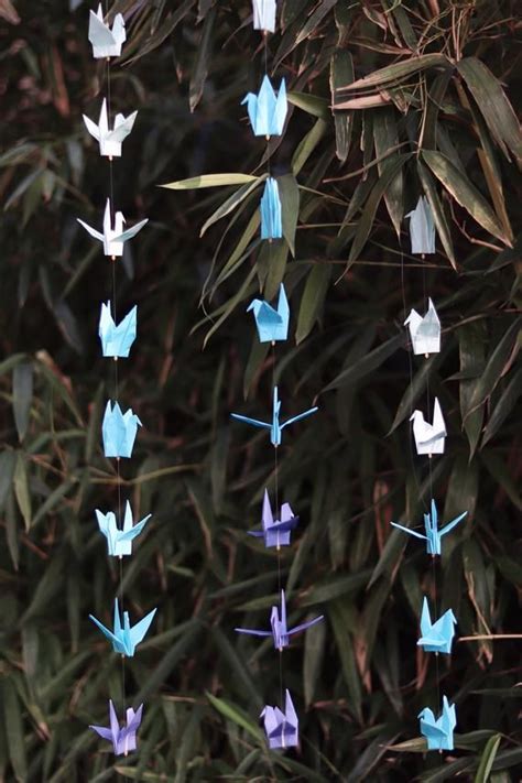 100 Cranes 10 Strings Strands 10 Cranes Each Crane Blue Shade Backdrop