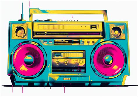 80s Style Bright Boombox - Diamond Art - Custom Diamond Art Painting