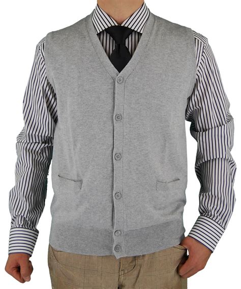 Mens Luciano Natazzi Classic Fit Cotton Cashmere Touch Sweater Vest Fashion Suit Outlet