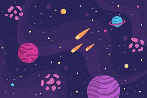 Fondo De Galaxia De Dibujos Animados Vector Premium