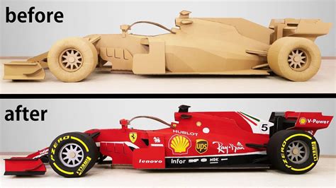 Transformation Of A Cardboard Formula Into A Ferrari F Racing Car